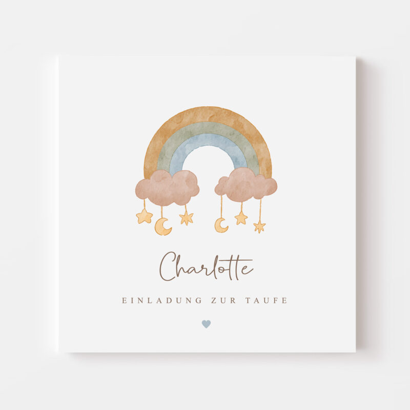 Einladung zur Taufe №008 Aquarell Regenbogen – Bild 1