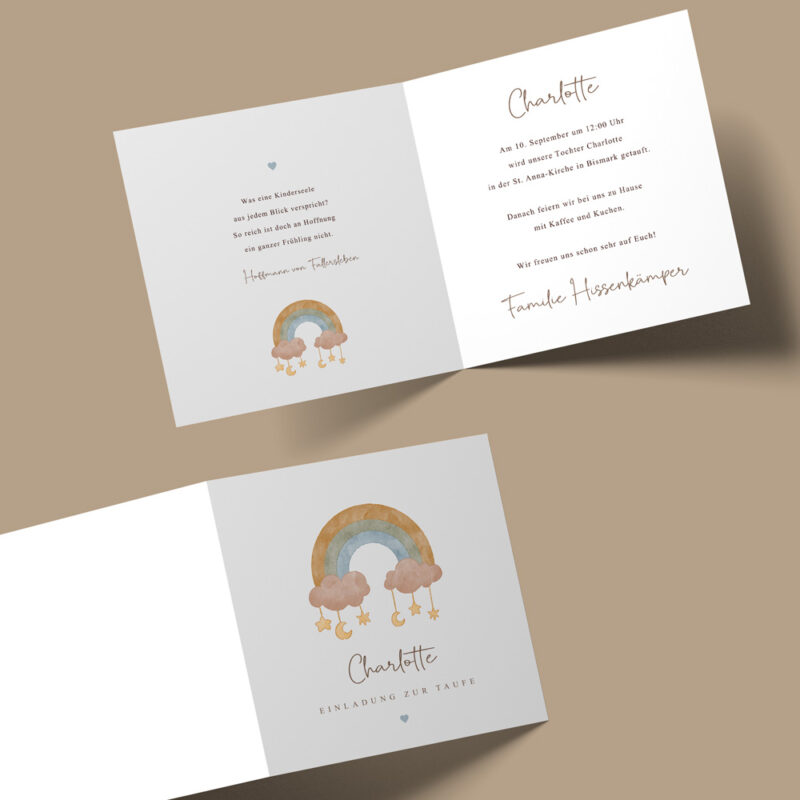Einladung zur Taufe №008 Aquarell Regenbogen – Bild 2