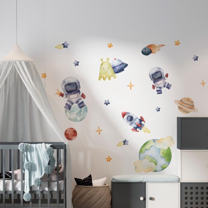 Wandtattoo Kinderzimmer №053 Astronauten Weltall – Bild 1