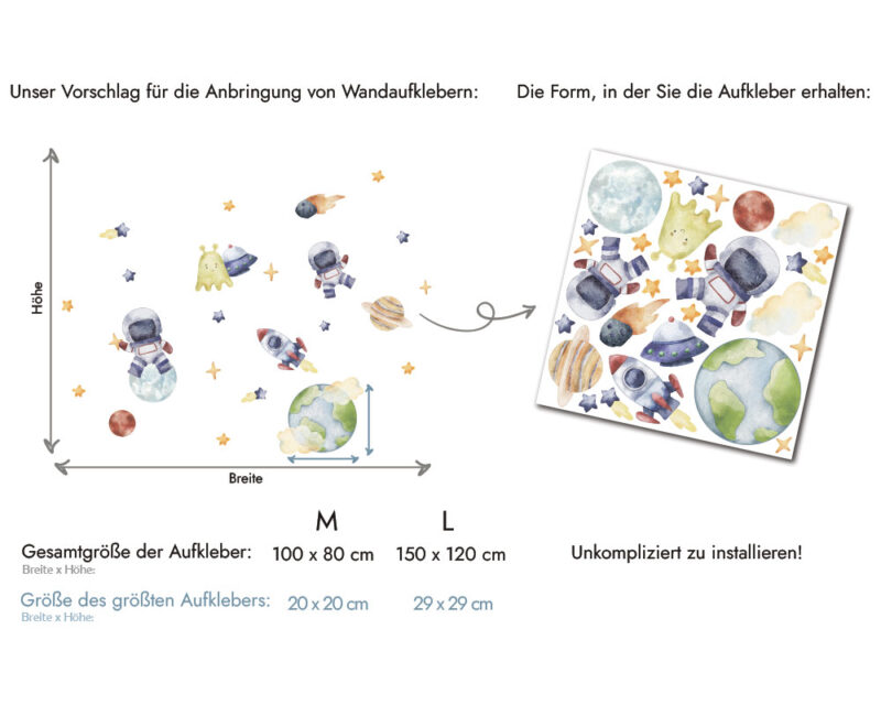 Wandtattoo Kinderzimmer №053 Astronauten Weltall – Bild 3